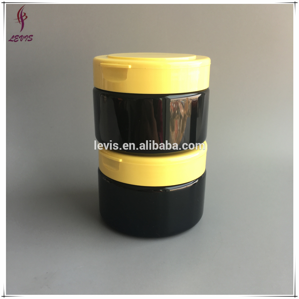 250g round black hair care cream plastic jars flip top lids