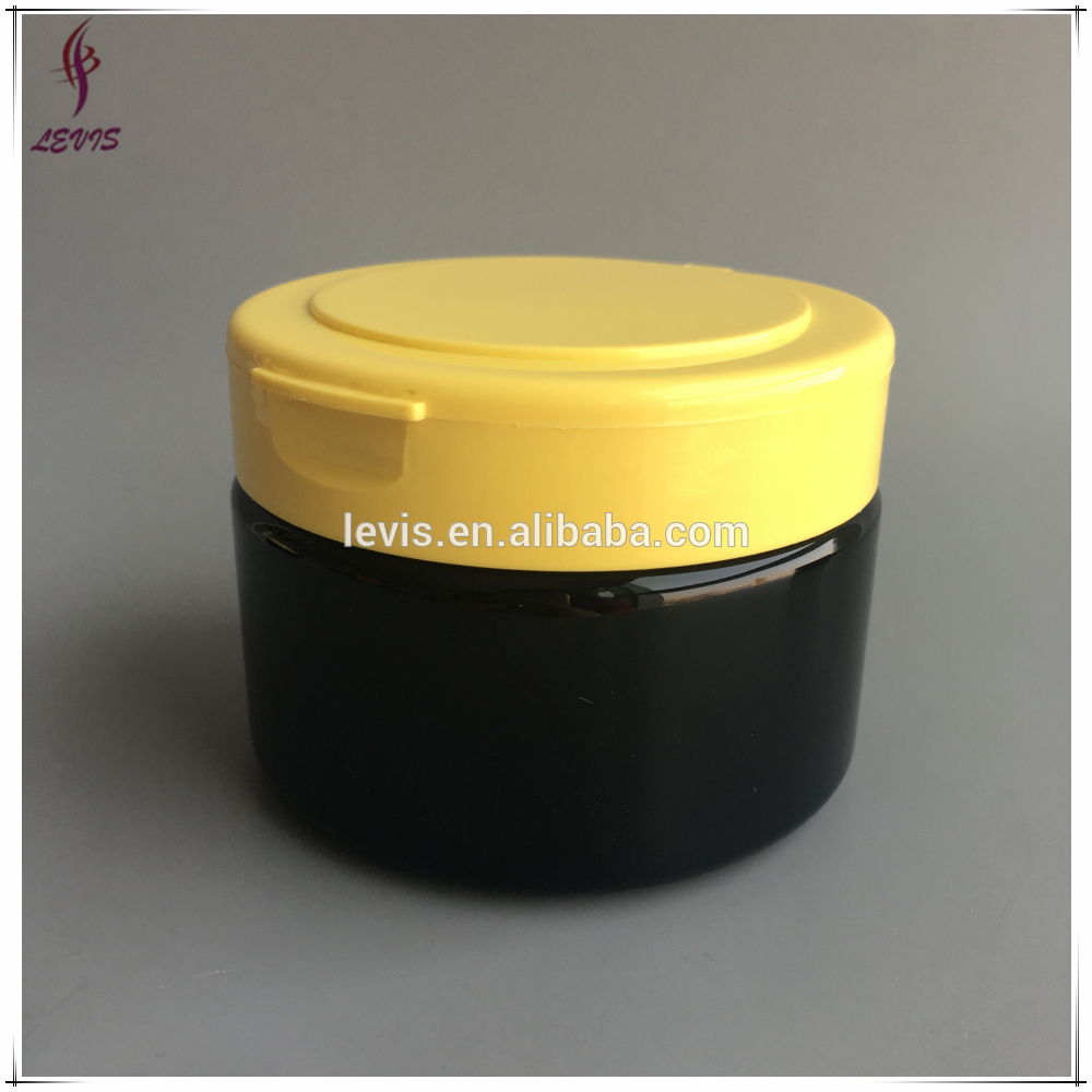 250g round black hair care cream plastic jars flip top lids