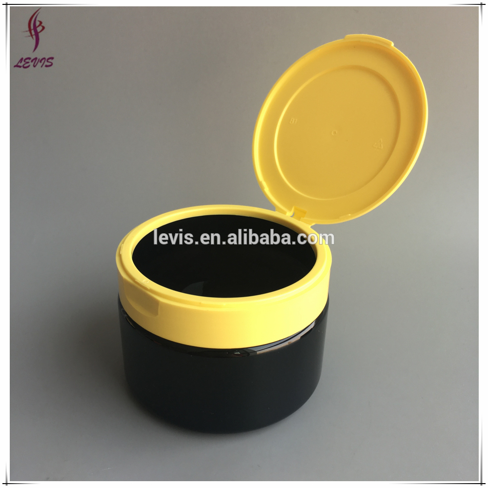 250g round black hair care cream plastic jars flip top lids