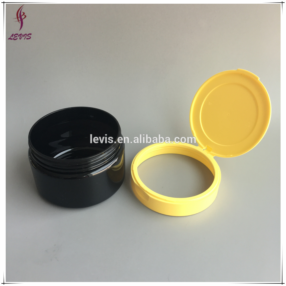 250g round black hair care cream plastic jars flip top lids