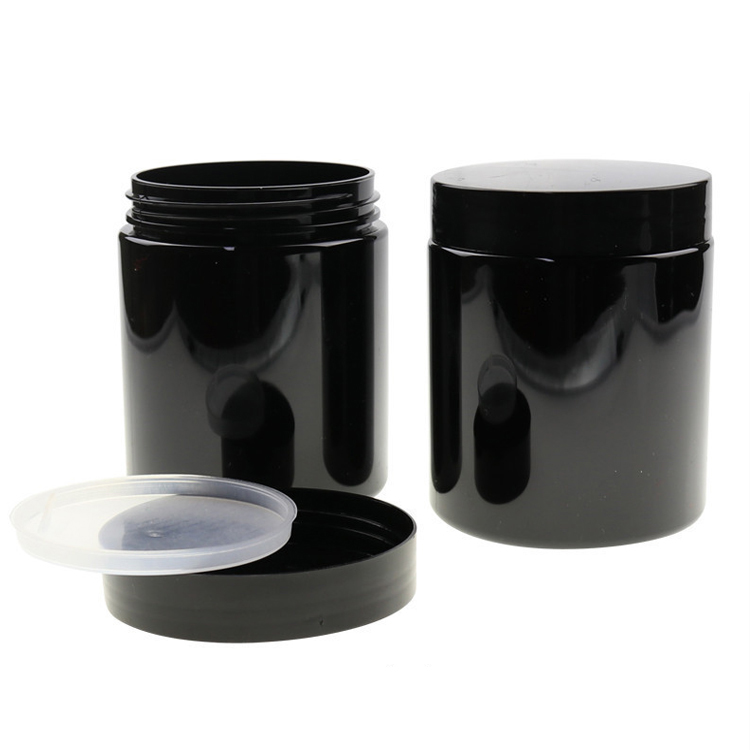 250g wholesale white black plastic round jar container with screw cap