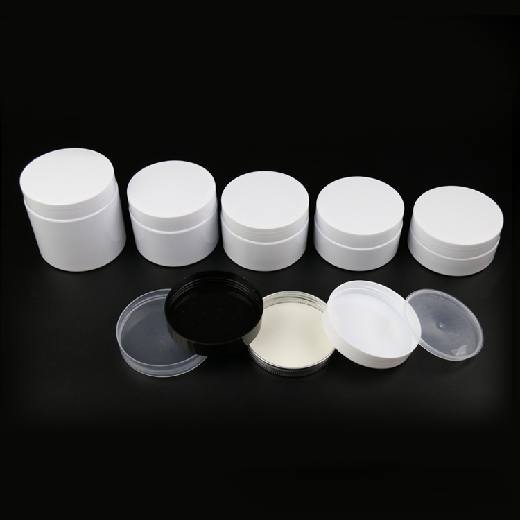 250g wholesale white black plastic round jar container with screw cap