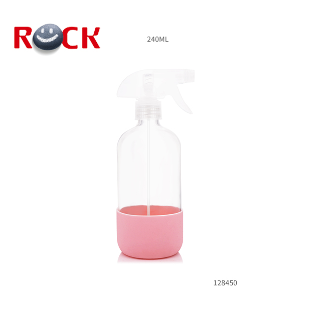 250ml 16oz silicone sleeve liquid alcohol spray glass boston bottles with trigger