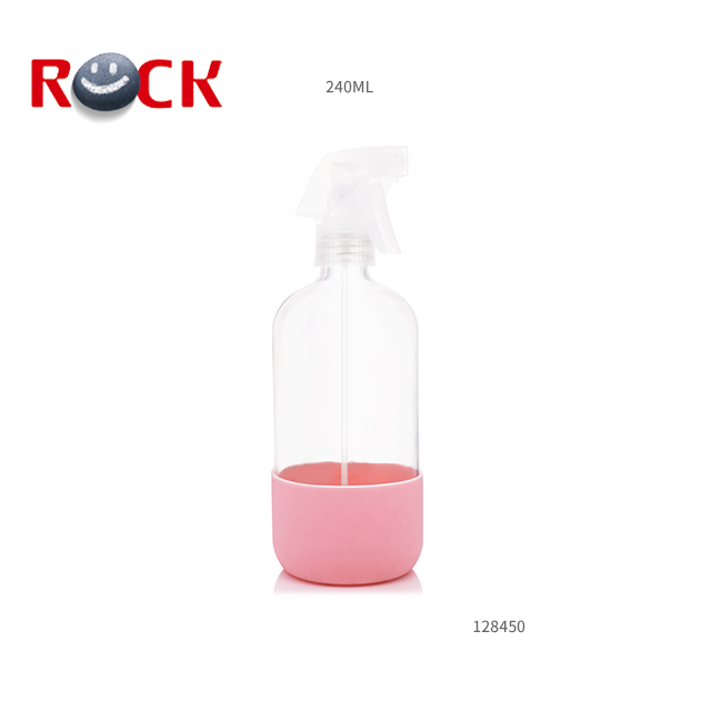 250ml 16oz silicone sleeve liquid alcohol spray glass boston bottles with trigger