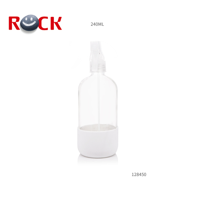 250ml 16oz silicone sleeve liquid alcohol spray glass boston bottles with trigger