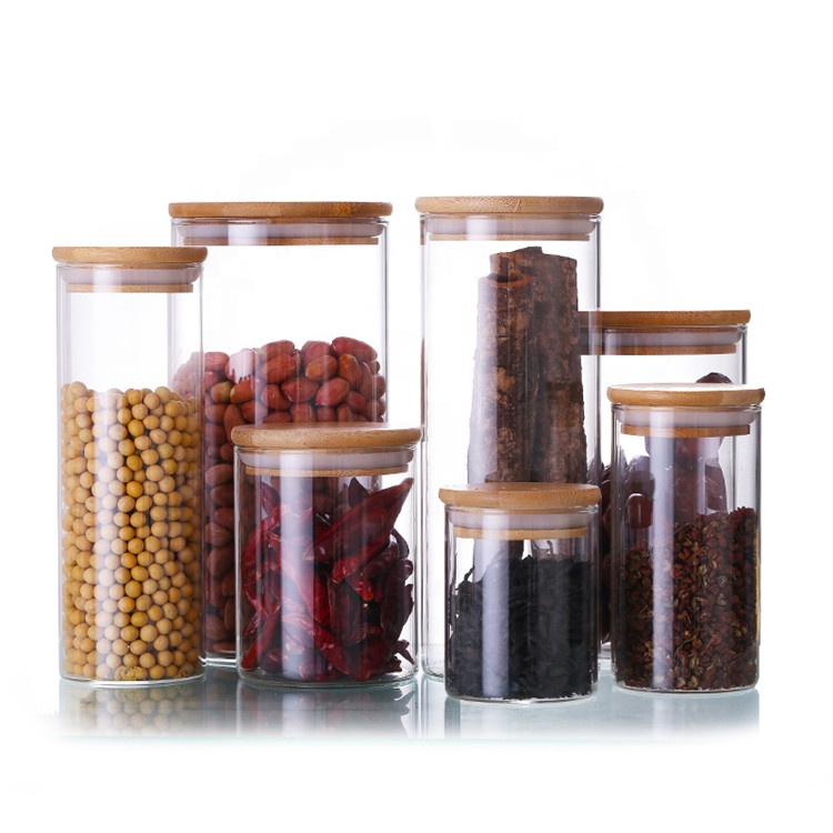 250ml-2200ml glass jars for storage food storage jars with wood lid cork