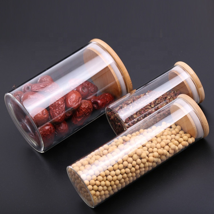 250ml-2200ml glass jars for storage food storage jars with wood lid cork