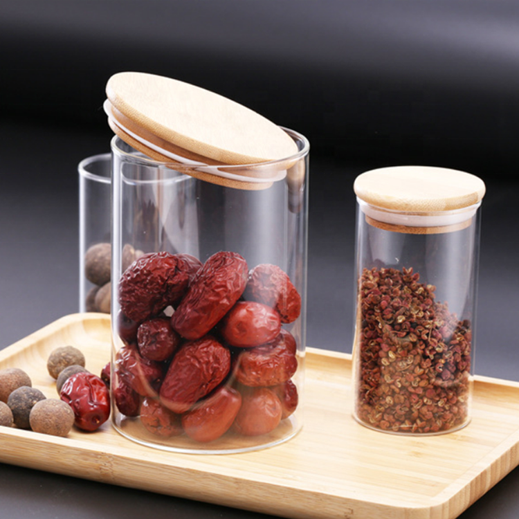 250ml-2200ml glass jars for storage food storage jars with wood lid cork