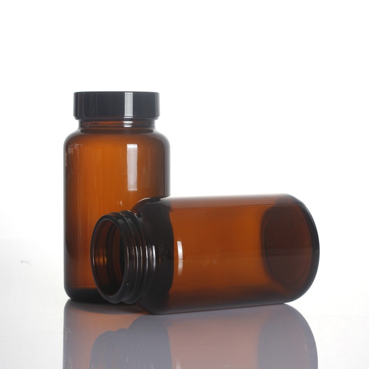 250ml 250 cc 300ml 300 cc amber medical wide mouth glass bottle