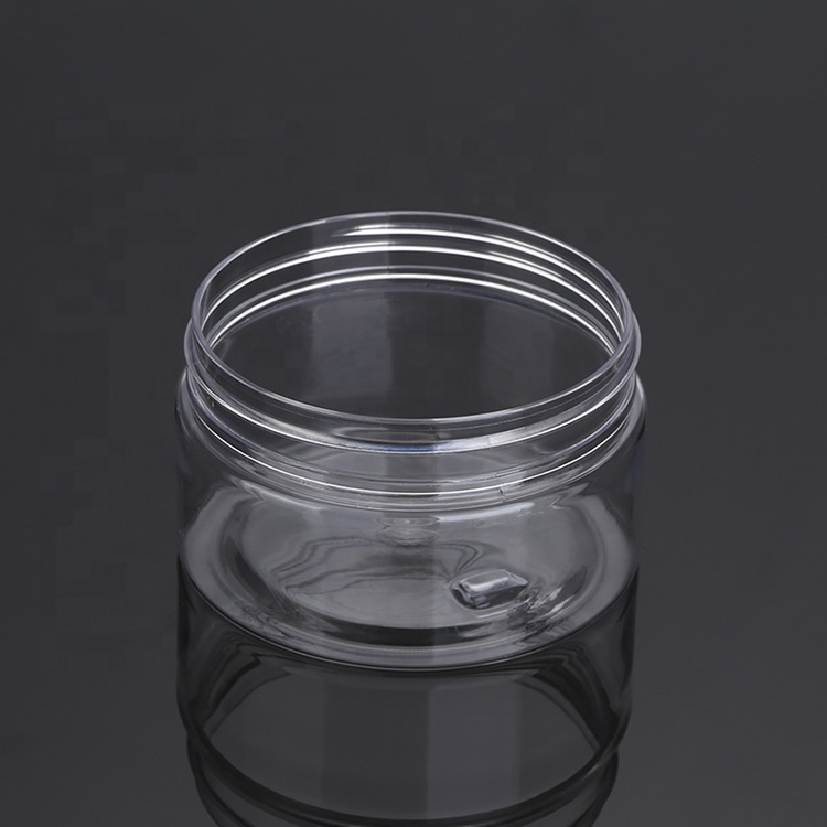 250ml 250g 8oz PET Transparent Cosmetic Plastic Jars with Black White Screw Top Lids
