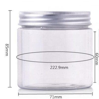 250ml 250g 8oz PET Transparent Cosmetic Plastic Jars with Black White Screw Top Lids