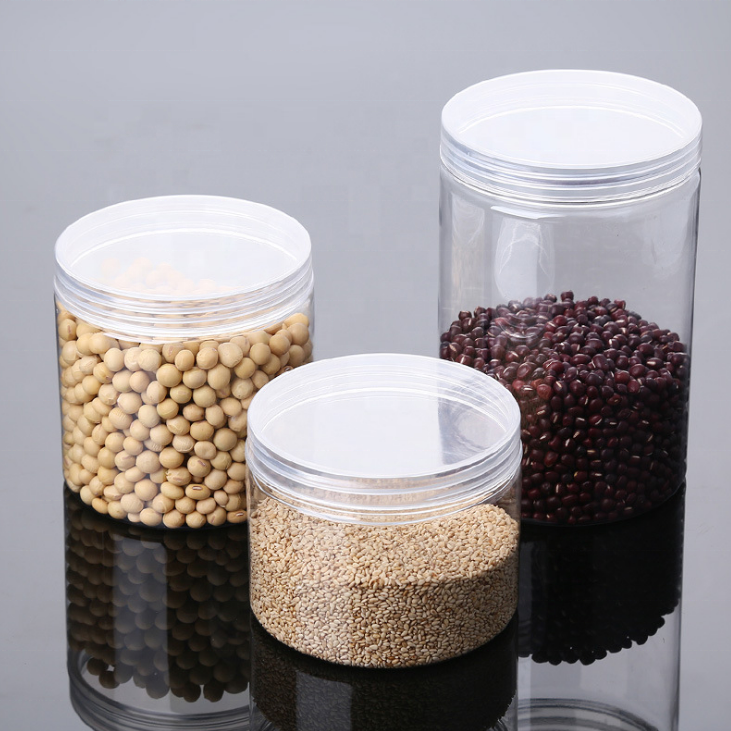 250ml 250g 8oz PET Transparent Cosmetic Plastic Jars with Black White Screw Top Lids
