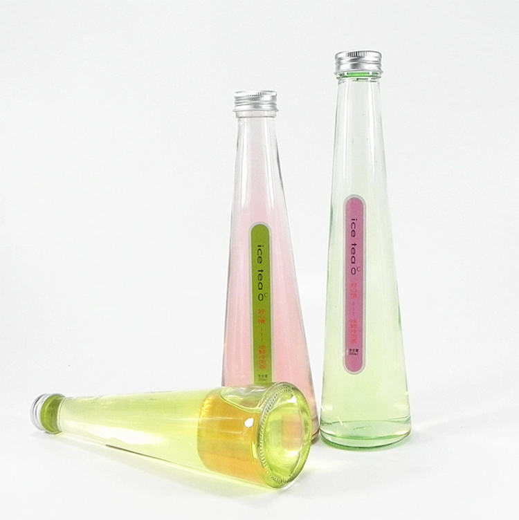 250ml 300ml 330ml Cone Shaped Glass Bottle for Juice &Milk Drinks