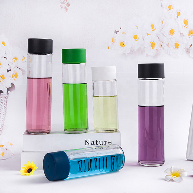 250ml 300ml 350ml 400ml 500ml clear voss stype water glass bottle with cap wholesale