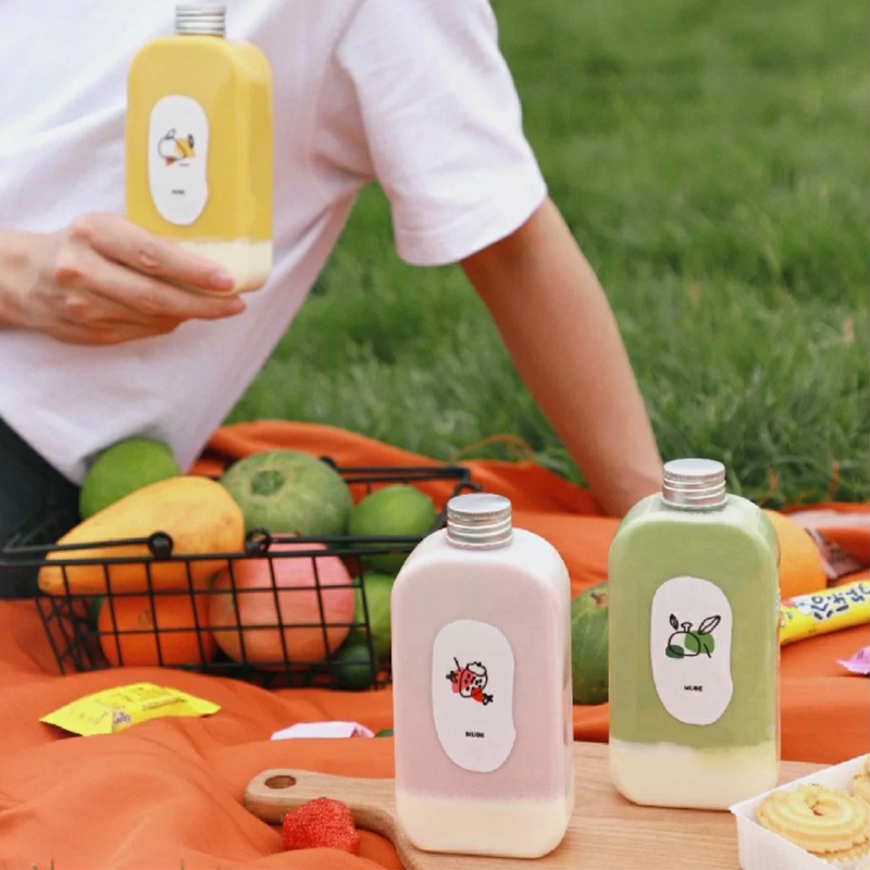 250ml 300ml 350ml 420ml PET transparent plastic beverage bottle reusable disposable milk beverage juice bottle