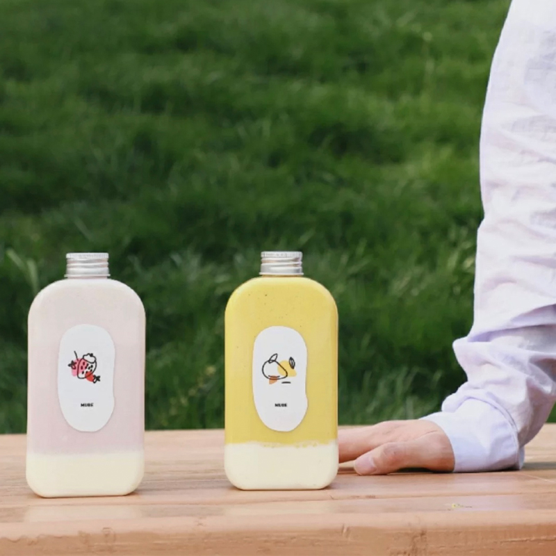 250ml 300ml 350ml 420ml PET transparent plastic beverage bottle reusable disposable milk beverage juice bottle