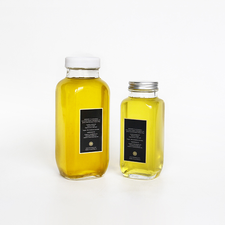 250ml 300ml 350ml 500ml French Square Glass Juice /Milk Bottle With Screw Lids