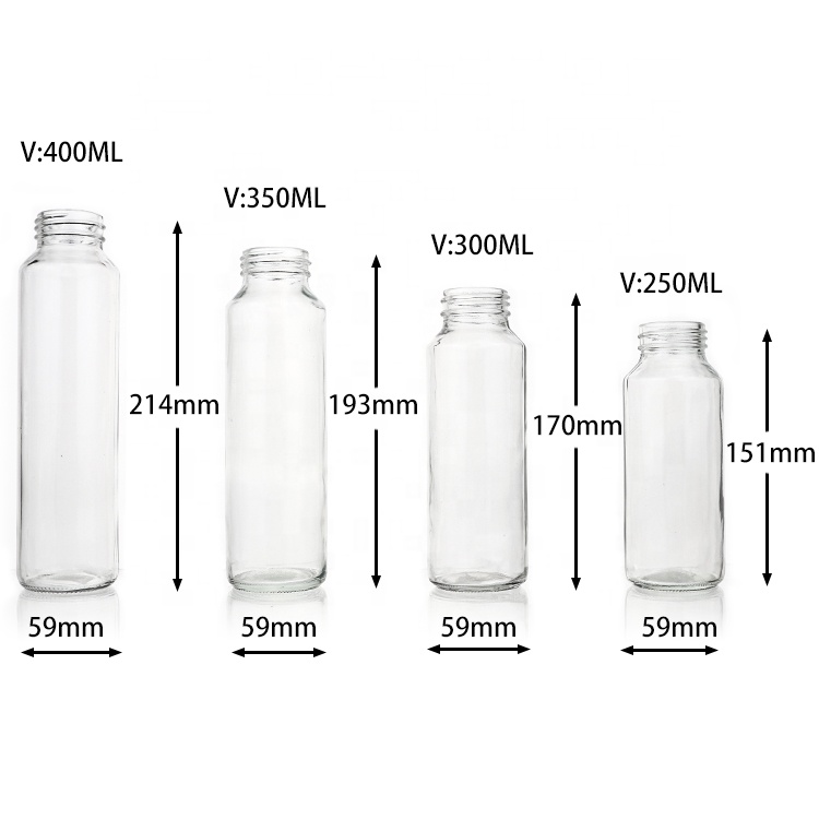 250ml 300ml 400ml 500ml 750ml Tall Thin Glass Juice Bottle Voss Glass Bottles Mineral Water Bottle With Colorful Cover