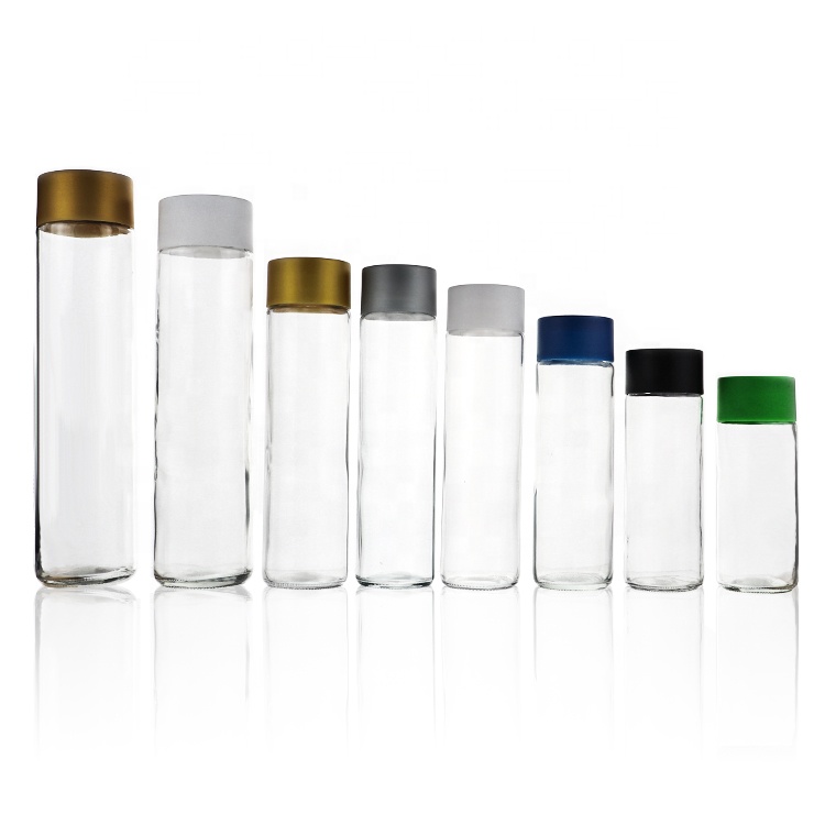 250ml 300ml 400ml 500ml 750ml Tall Thin Glass Juice Bottle Voss Glass Bottles Mineral Water Bottle With Colorful Cover