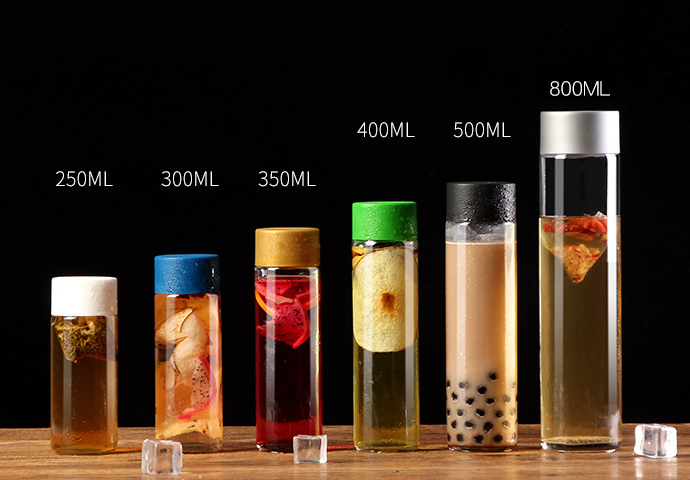 250ml 300ml 400ml 500ml 750ml tall thin voss shape glass water bottle with grey plastic screw cap