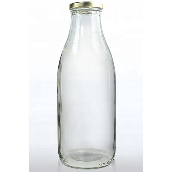 250ml 300ml 500ml 750ml 1L clear glass juice bottle glass milk bottle with metal lid beverage bottle