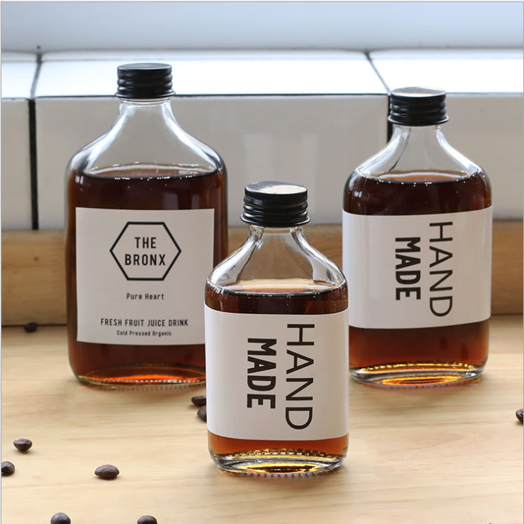 250ml 300ml 500ml Frosted Small Clear Square Kombucha Bottle Glass Juice Wine Milk Bottle