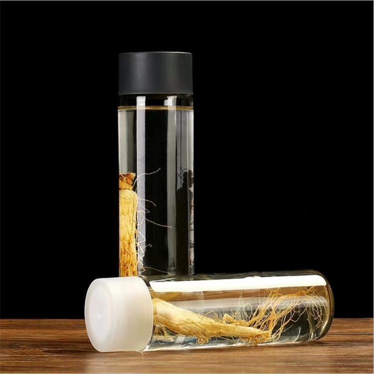 250ml 300ml 750ml Wholesale empty voss style water glass bottle with plastic lid