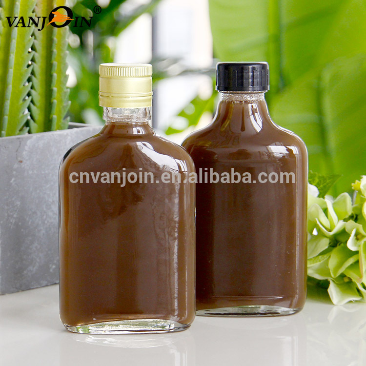 250ml 300ml Chilly Oil Container Flat Bottle Glass Maple Syrup Flask Bottles With Lid