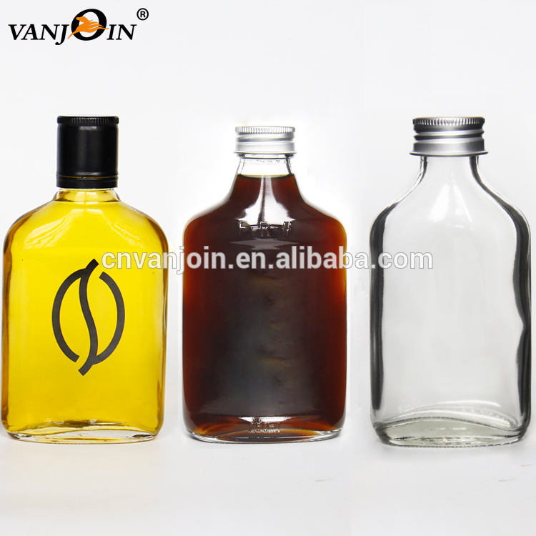 250ml 300ml Chilly Oil Container Flat Bottle Glass Maple Syrup Flask Bottles With Lid