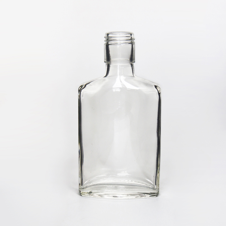 250ml 300ml Flat Bottle Glass Flask Bottles Packaging For Liquor Alcohol Vodka