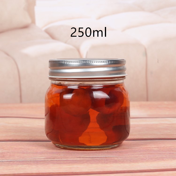 250ml 300ml round clear glass jar for dessert and candy with screw cap