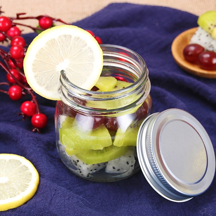 250ml 300ml round clear glass jar for dessert and candy with screw cap