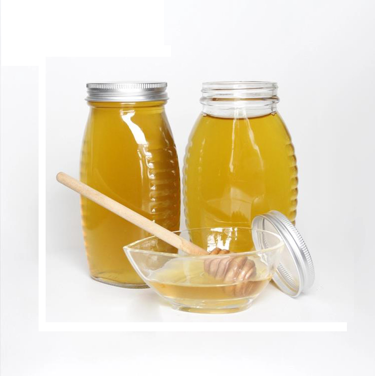 250ml 320ml 1000ml 8oz 16oz 32oz Unique Shape Empty Clear Glass Honey Jars Honey Container For Sales
