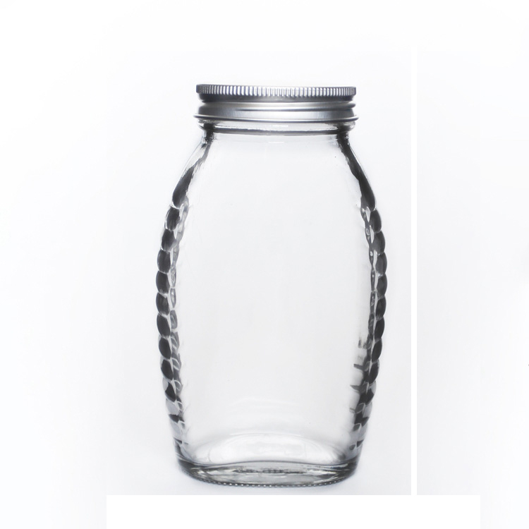 250ml 320ml 1000ml 8oz 16oz 32oz Unique Shape Empty Clear Glass Honey Jars Honey Container For Sales