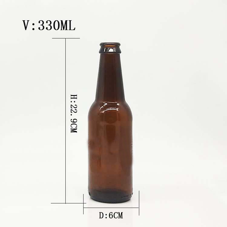 250ml 330ml 500ml 1000ml amber empty glass beer bottle with crown cap for sale