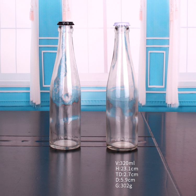 250ml 330ml Transparent glass beer bottle with crown lid