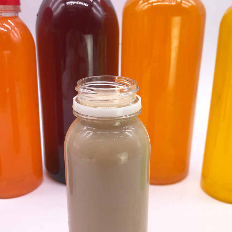 250ml 350ml 400ml 480ml 1000ml Wholesale Clear Round shape PET plastic beverage bottle with 38mm mouth