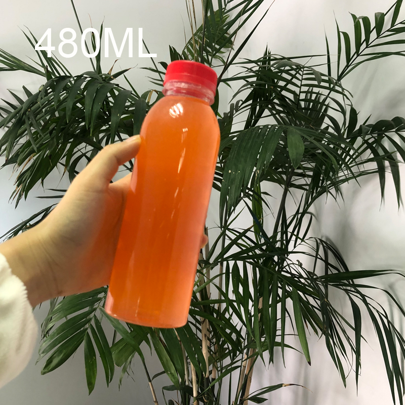 250ml 350ml 400ml 480ml 1000ml Wholesale Clear Round shape PET plastic beverage bottle with 38mm mouth