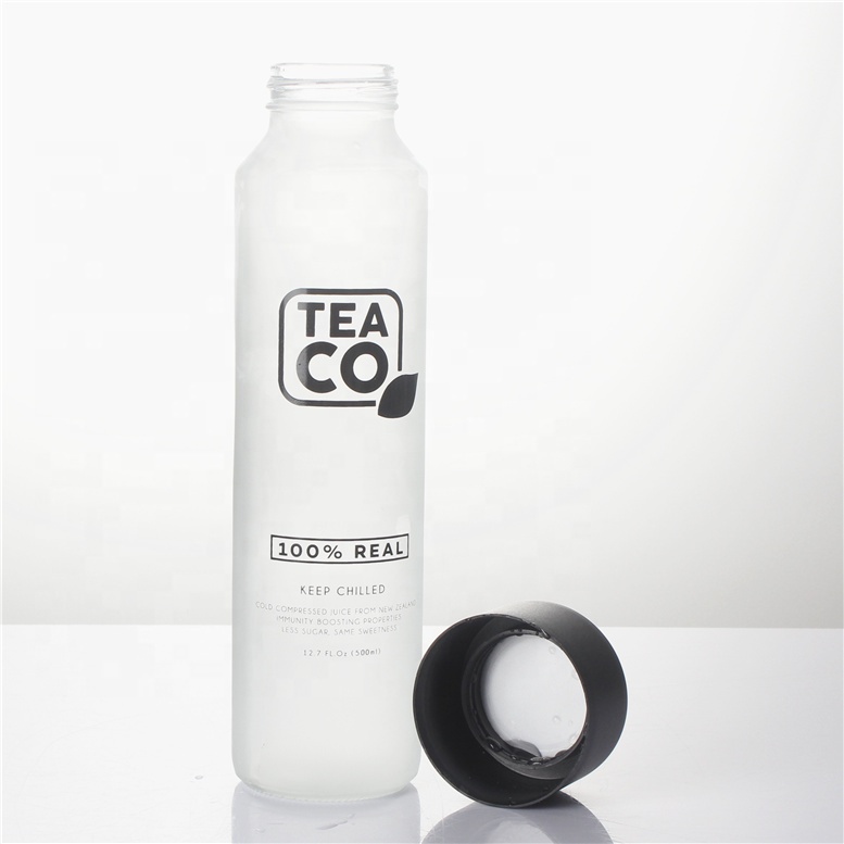 250ml 350ml 400ml 500ml 750ml 800ml transparent High-end  high borosilicate voss water glass bottle for juice mil