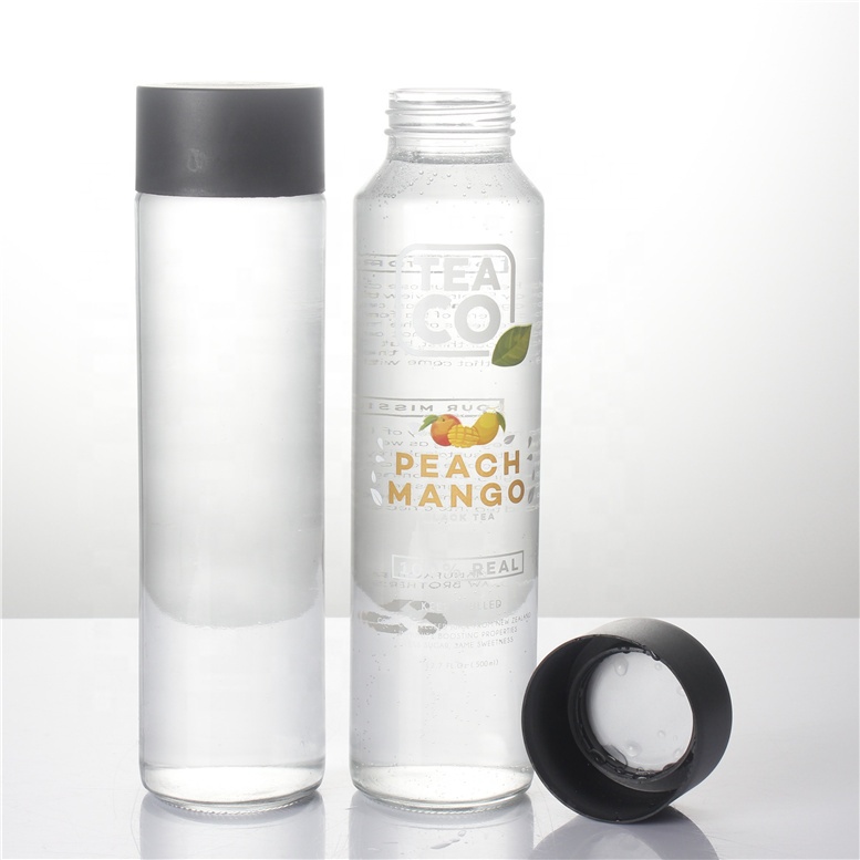 250ml 350ml 400ml 500ml 750ml 800ml transparent High-end high borosilicate voss water glass bottle for juice mil