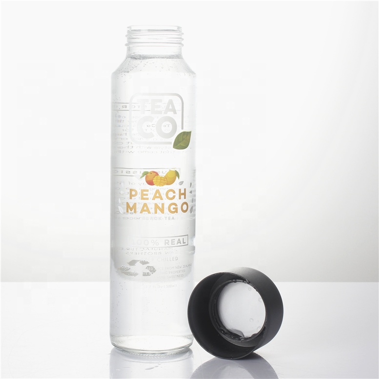 250ml 350ml 400ml 500ml 750ml 800ml transparent High-end high borosilicate voss water glass bottle for juice mil