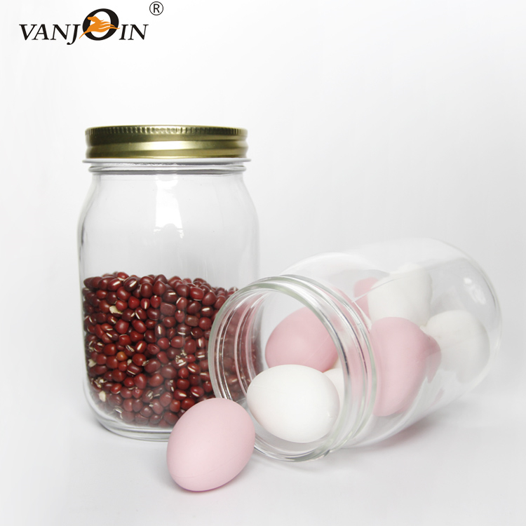 250ml 350ml 480ml Empty Clear Canning Ginger Food Storage Glass Mason Jar with Lids for Canning