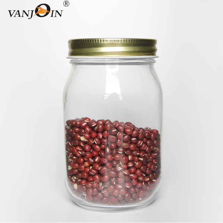 250ml 350ml 480ml Empty Clear Canning Ginger Food Storage Glass Mason Jar with Lids for Canning