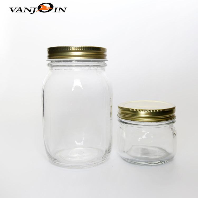 250ml 350ml 480ml Empty Clear Canning Ginger Food Storage Glass Mason Jar with Lids for Canning