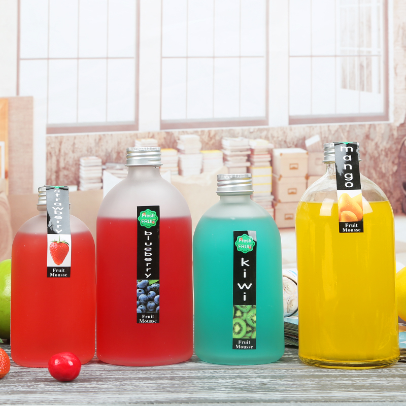 250ml 350ml 500ml Boston glass beverage milky tea fruit juice milk drink bottle with lid