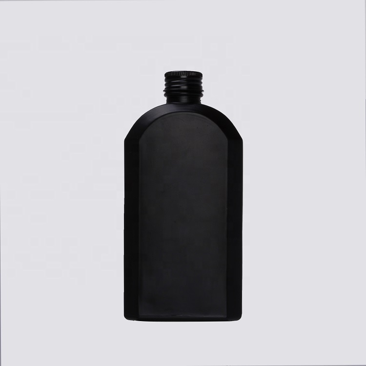 250ml 350ml 500ml Hip flask black clear liquor wine glass coffee bottle with metal lid