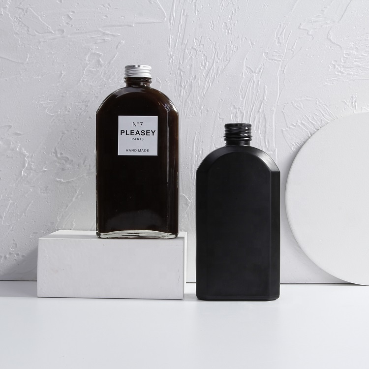 250ml 350ml 500ml Hip flask black clear liquor wine glass coffee bottle with metal lid