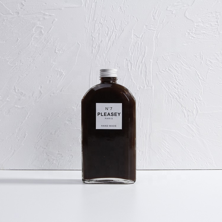 250ml 350ml 500ml Hip flask black clear liquor wine glass coffee bottle with metal lid