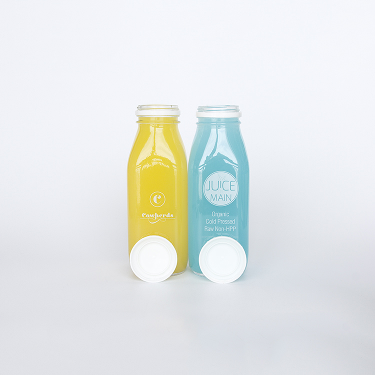 250ml 350ml 500ml Square French Beverage Milk Juice Yogurt Glass Bottle with Plastic Lids