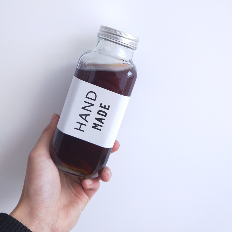 250ml 350ml 500ml Square glass drinking bottle beverage glass bottle for milk or juice wiht aluminum lid